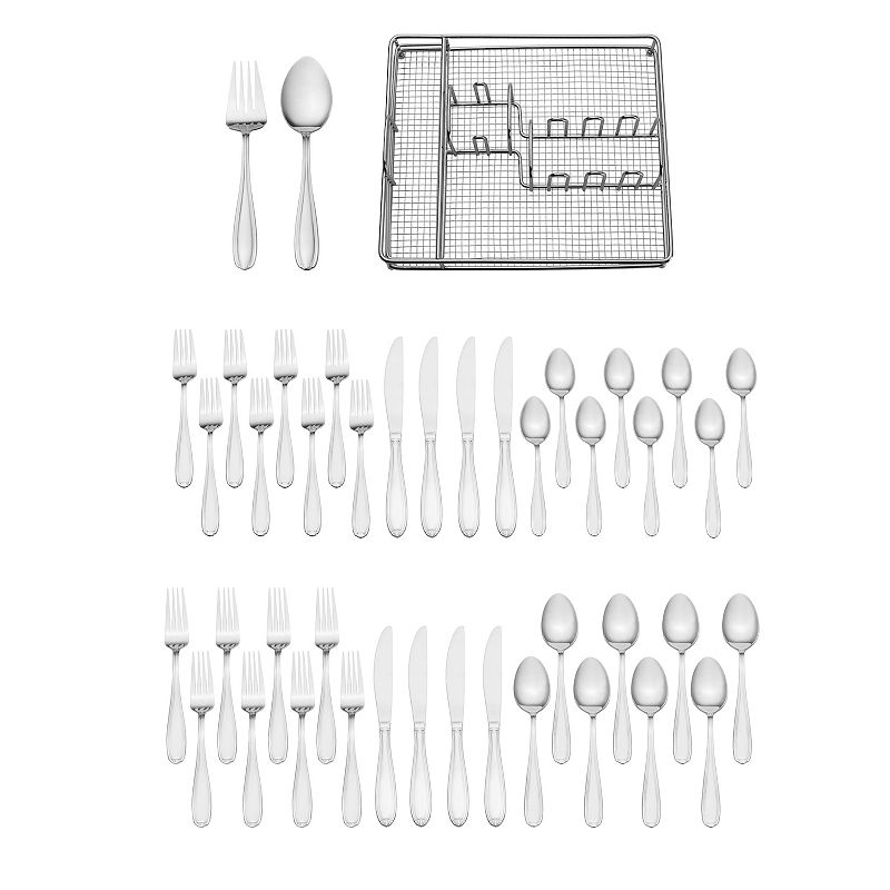 Pfaltzgraff Linden 42-pc. Flatware Set with Wire Caddy