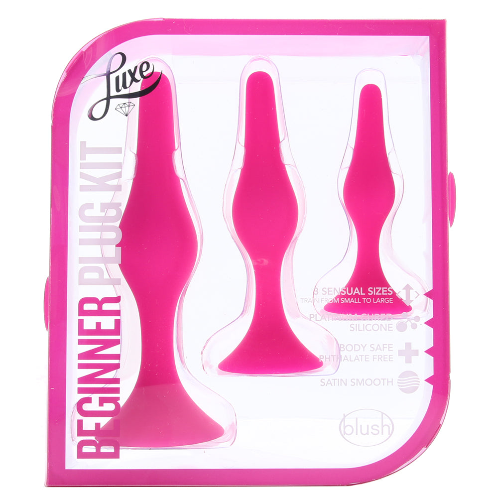 Luxe Beginner Silicone Butt Plug Kit in Pink