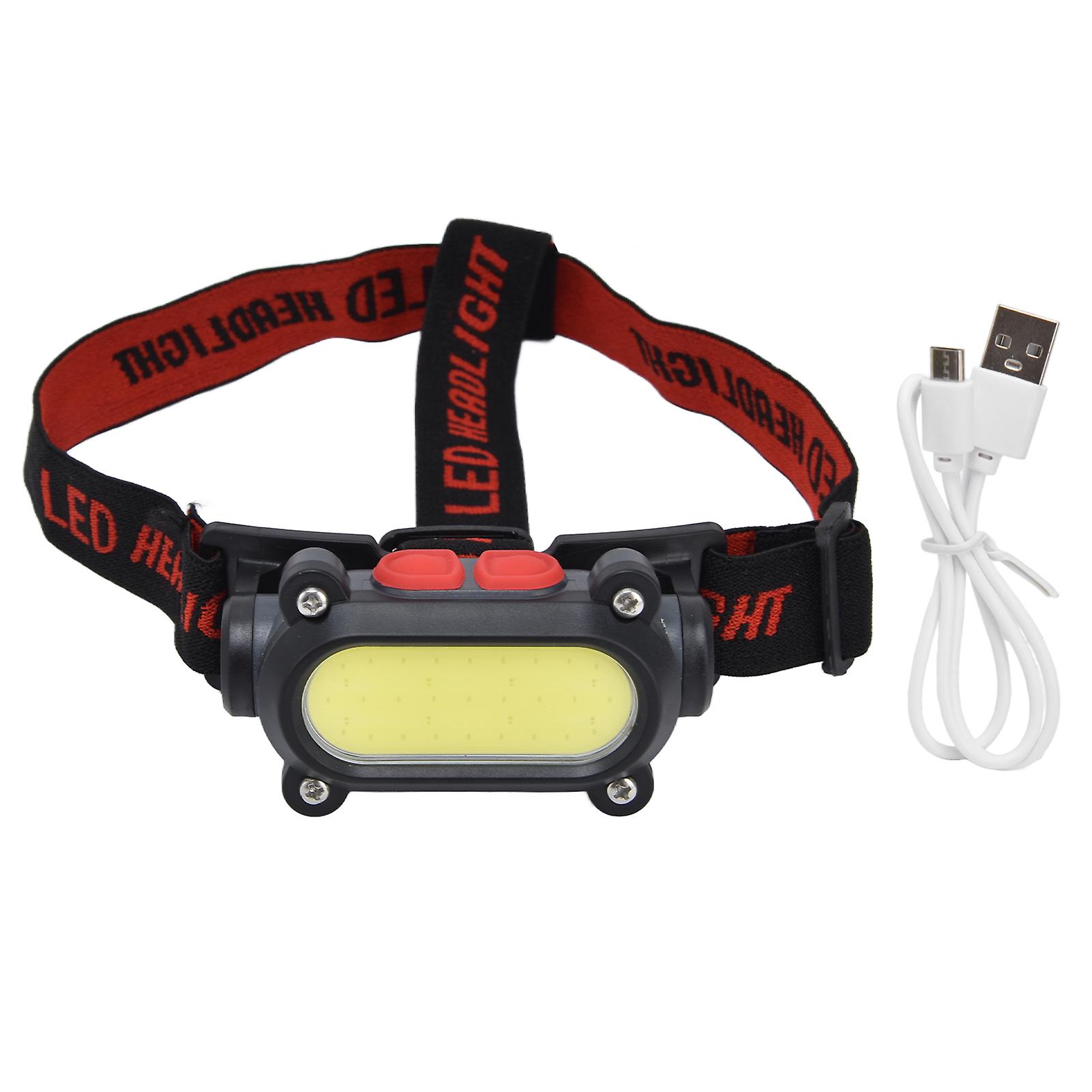 Headlamp Cob Adjustable Usb Rechargeable Headlamp With Red White Light Multi Mode For Outdoor Camping Hunting