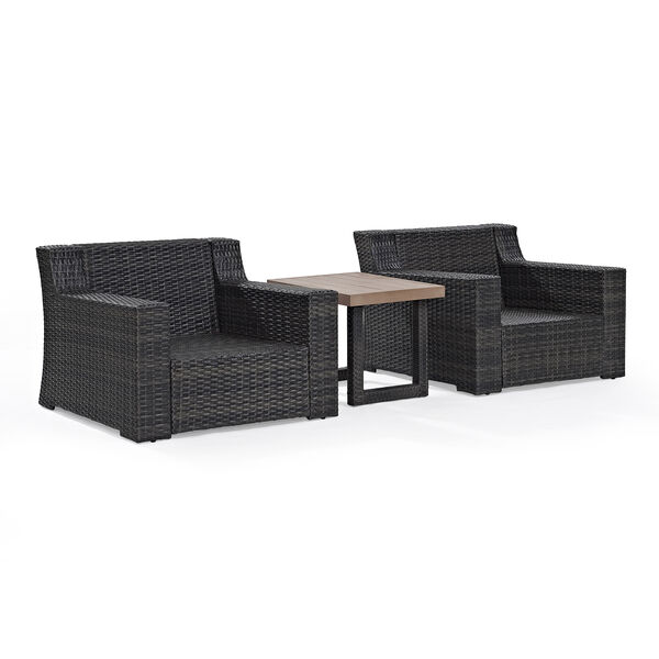 Beaufort 3 Piece Outdoor Wicker Seating Set With Mist Cushion - Two Chairs， Side Table