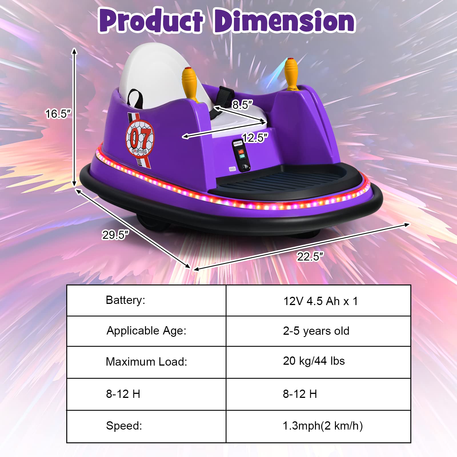 Costzon Bumper Car for Kids, 12V Battery Powered Bumping Car w/Remote Control, Dual Joysticks, 360 Degree Spin