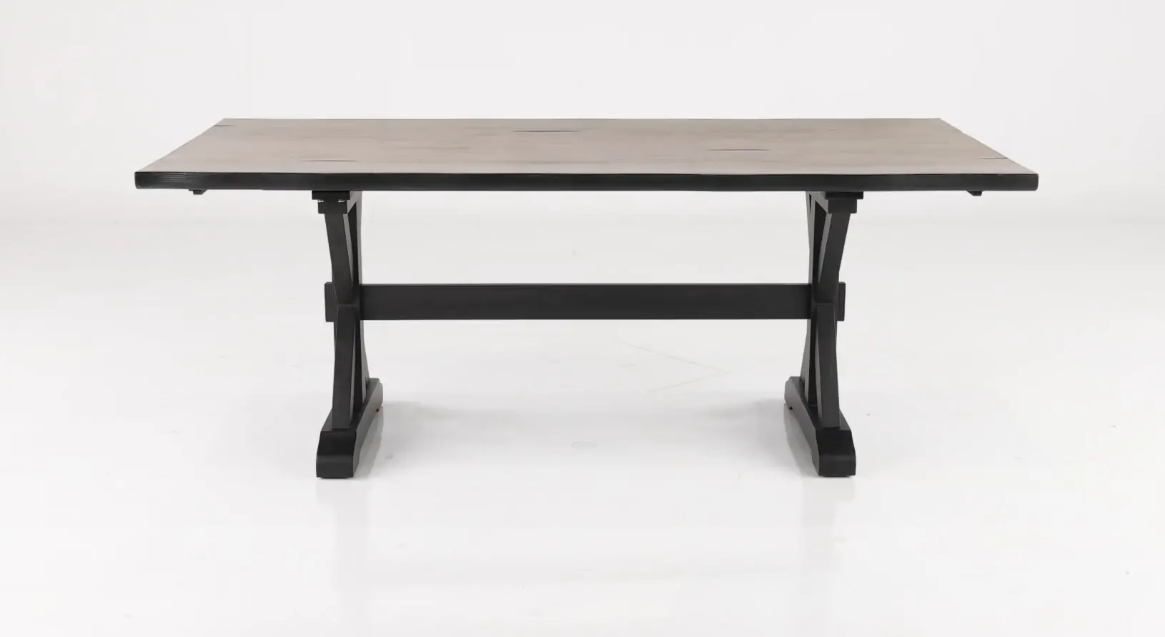 Orlando Farmhouse Sand and Black Trestle Dining Room Table