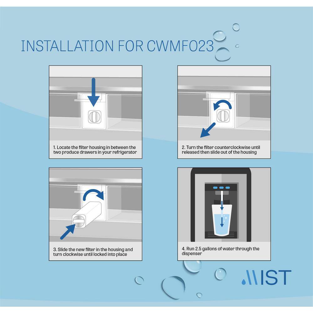 Mist  DA97-17376B Compatible with DA97-08006C HAF-QIN HAF-QINEXP Refrigerator Water Filter (3-Pack) Haf-Qin CWMF323