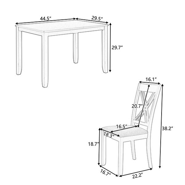 Wood 5-Piece Dining Table Set with 4 X-Back Chairs
