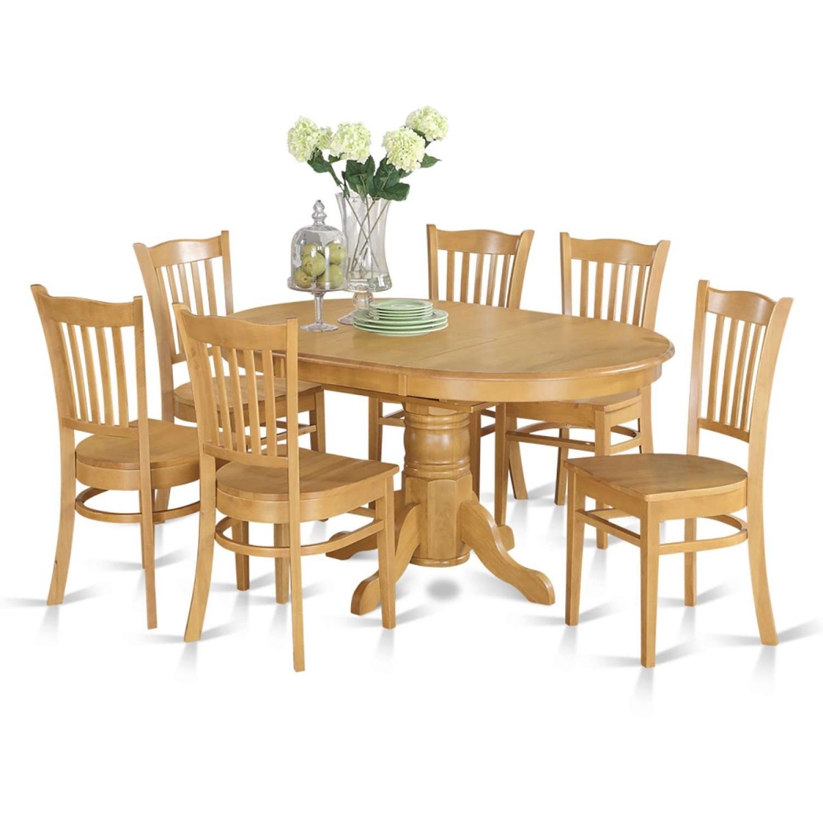 East West Furniture Avon 7 Piece Dining Room Table Set - Table with Leaf and 6 Dining Chairs