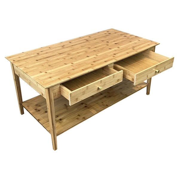 Solid Bamboo Coffee Table with Drawers