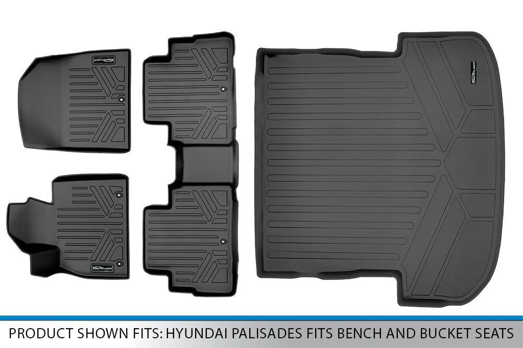 SMARTLINER Custom Floor Mats Cargo Liner Set Black 20-21 Fits Hyundai Palisade