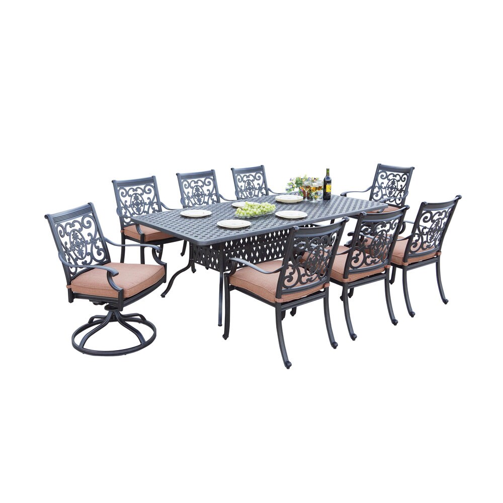 Darlee St.Cruz Bronze Cast Aluminum Rectangular 9 piece Dining Set