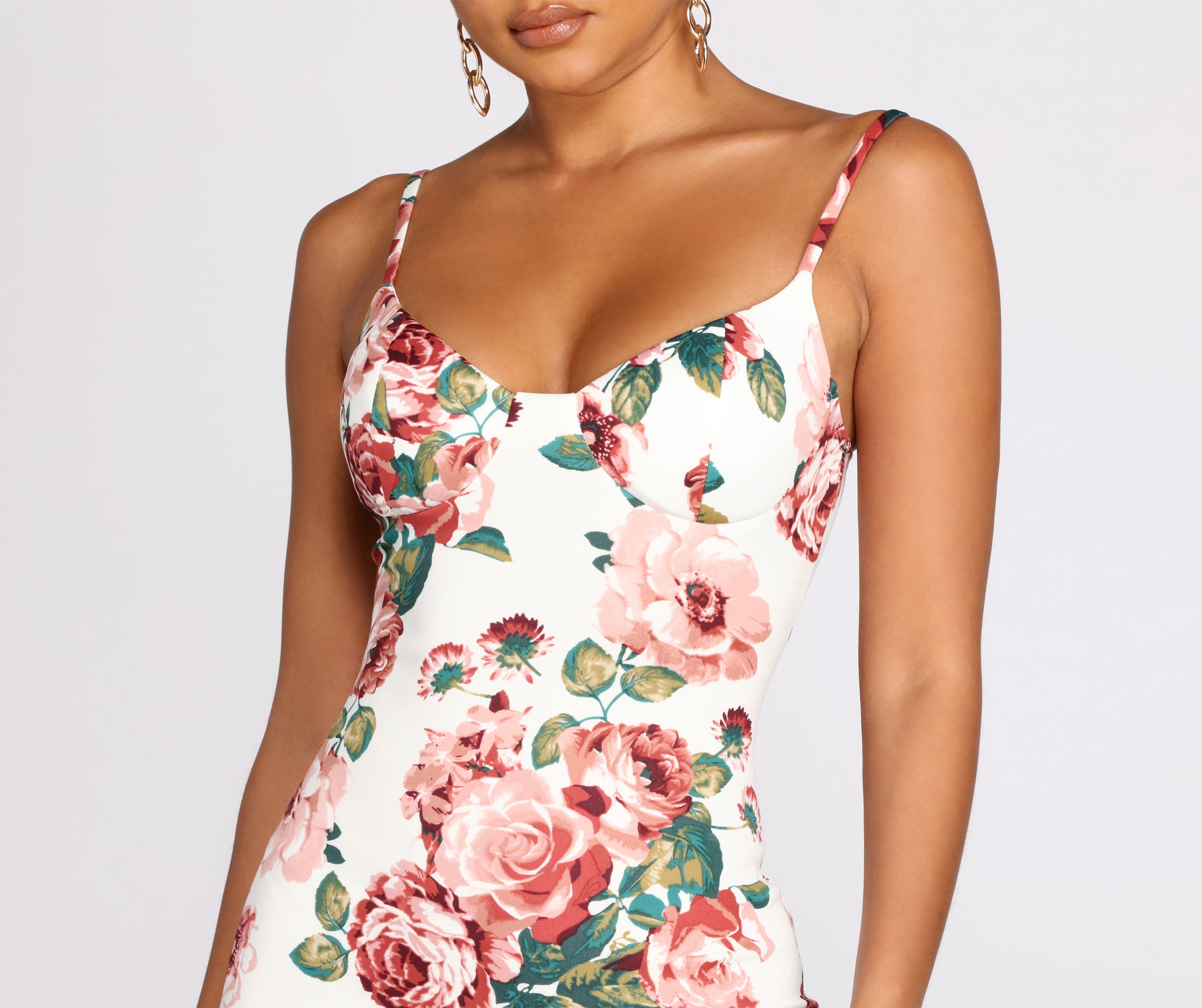 Floral Persuasion Sweetheart Midi Dress