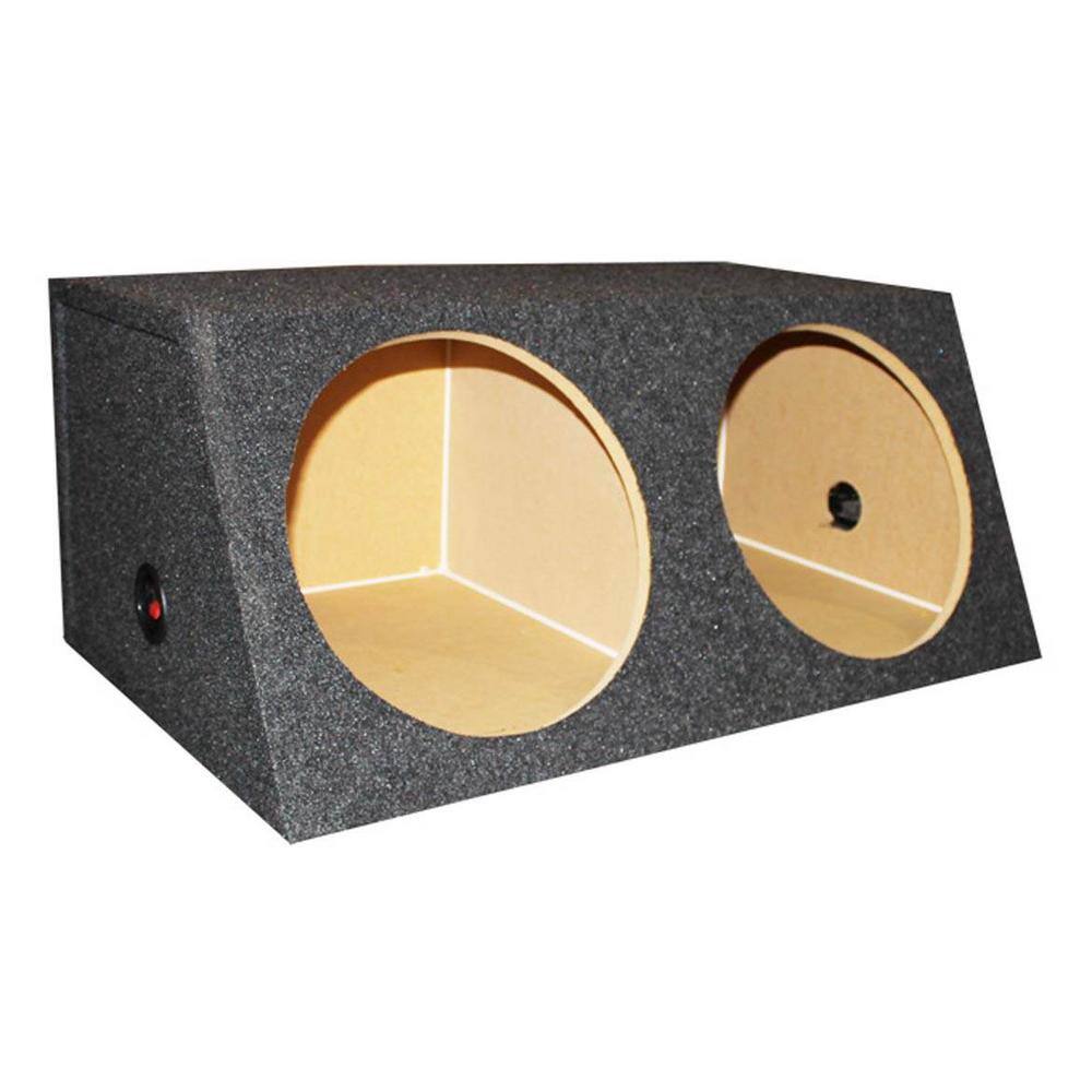 Q POWER Dual 12 in. Sealed Angled Subwoofer Sub Box Speaker Enclosure QSMBASS12