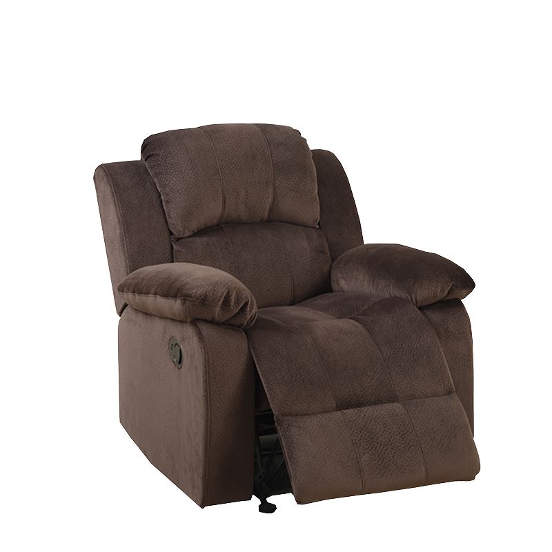 Rocker Recliner In Choco Brown Suede Fabric