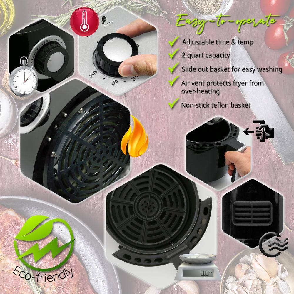 NutriChef Black Countertop Air Fryer Oven Cooker Healthy Kitchen Convection Air Fry Cooking PKAIRFR18