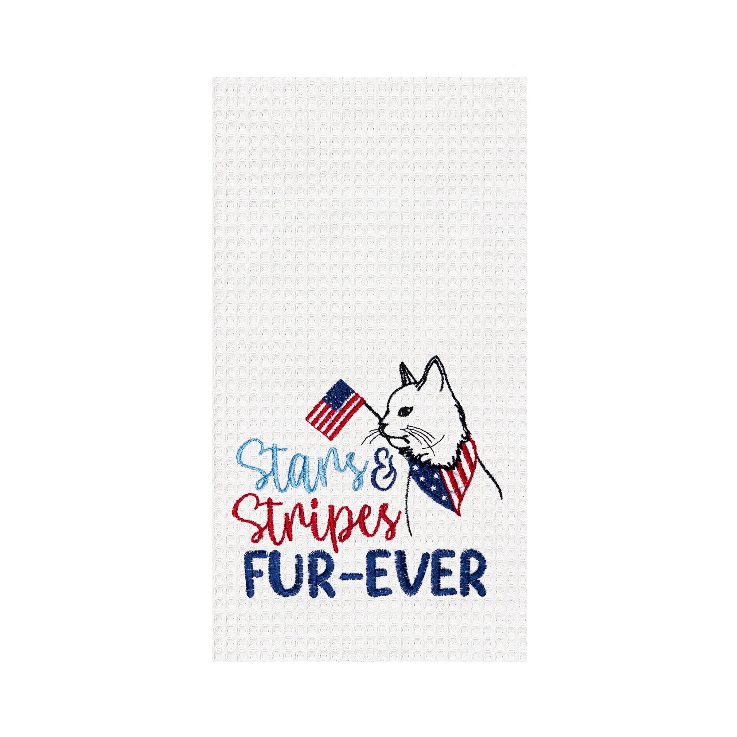 Stars and Stripes Cat 4th of July Cotton Kitchen Towel