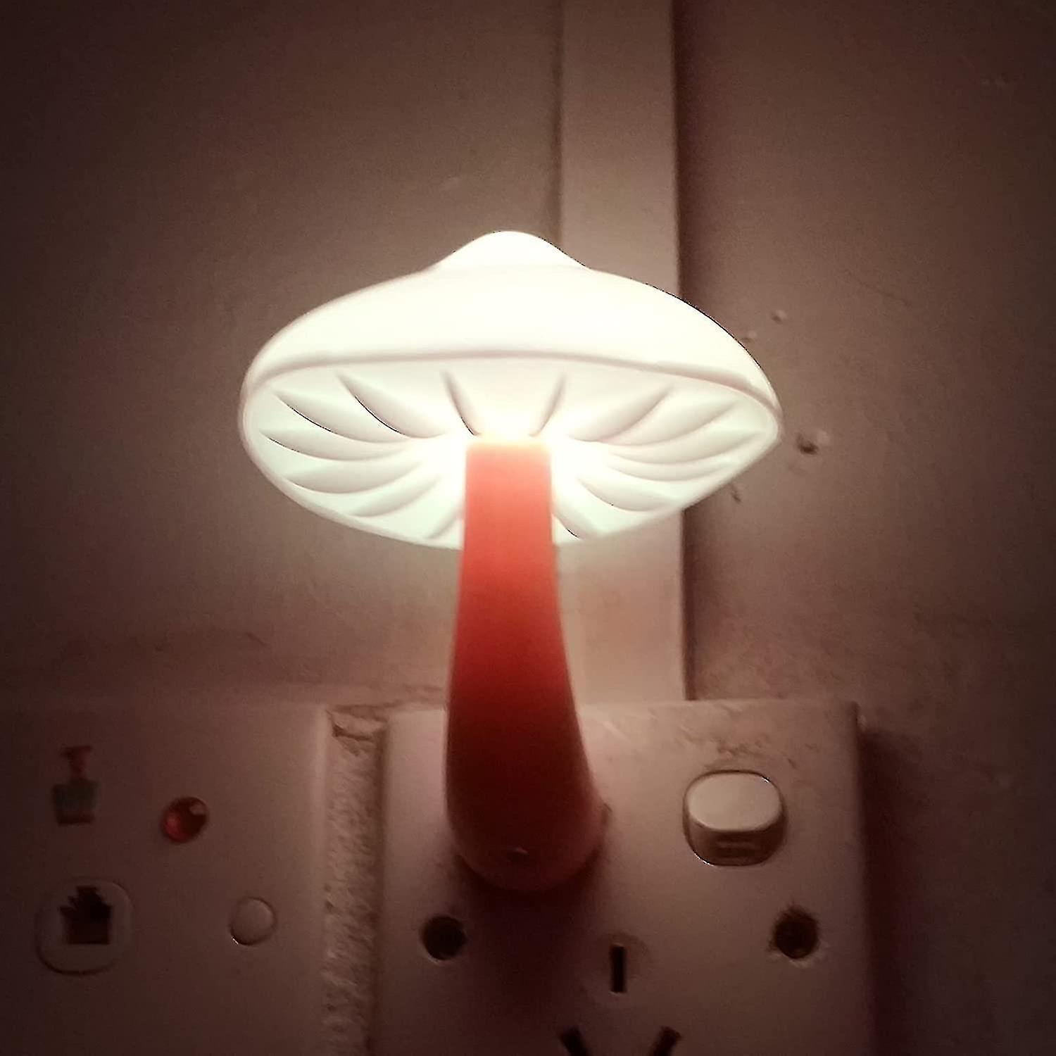 Liangnv 2 Pack Sensor Led Night Light Plug In Nightlight Energy Saving Wall Lamp Mushroom Night Ligh