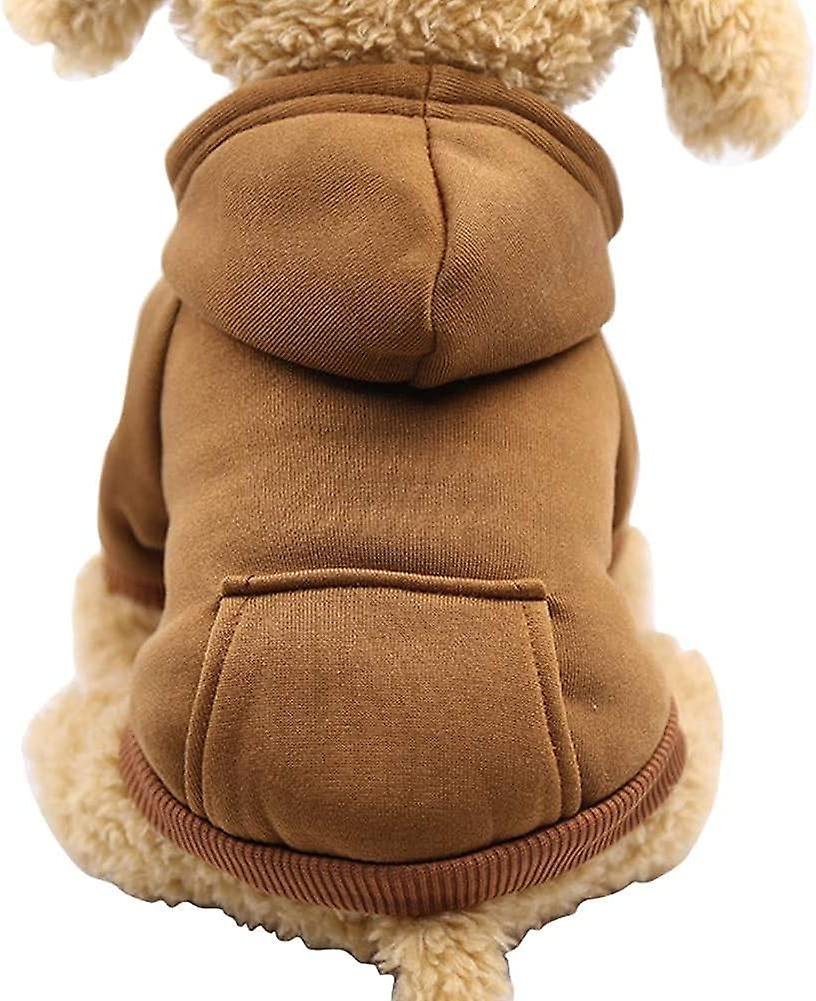 Winter Dog Hoodie Sweatshirts With Pockets Warm Dog Clothes For Small Dogs Chihuahua Coat Clothing Puppy Cat Custume (large， Coffee)