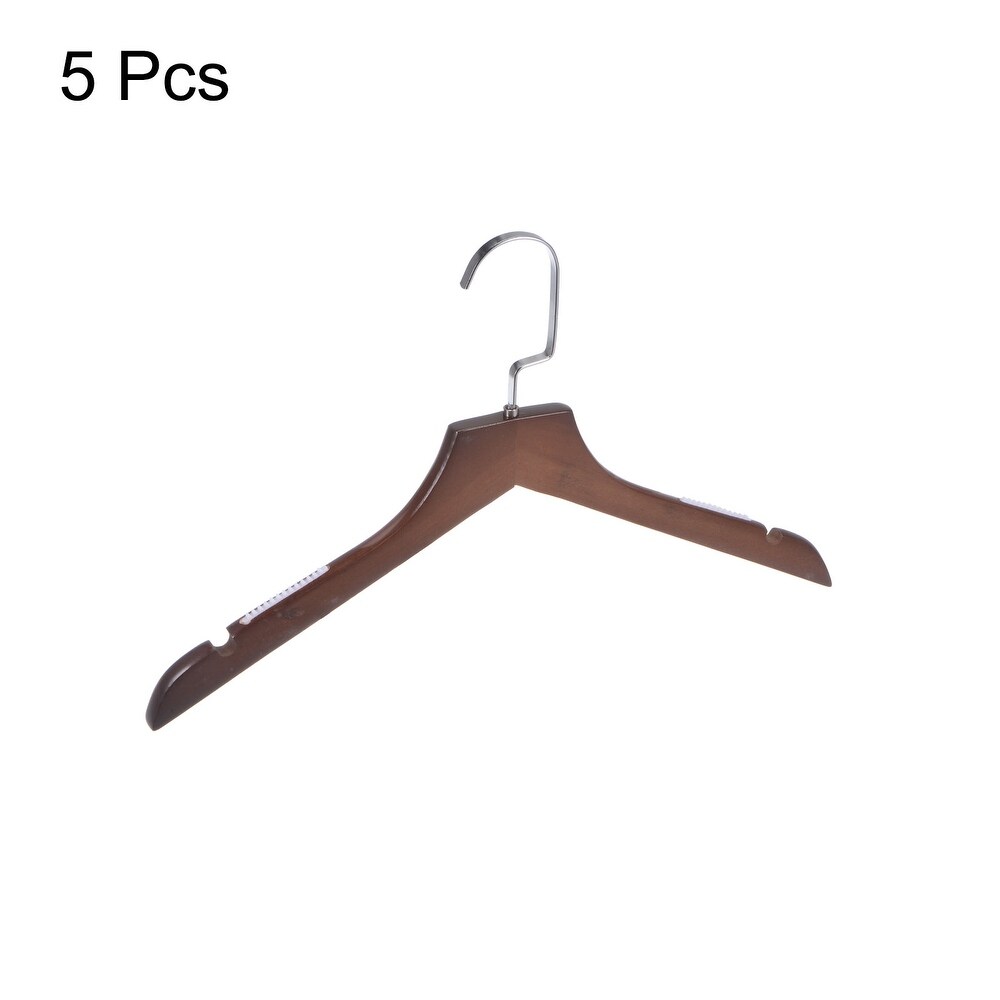 5pcs Non Slip Retro Wooden Clothes Coat Hangers with Soft Stripes