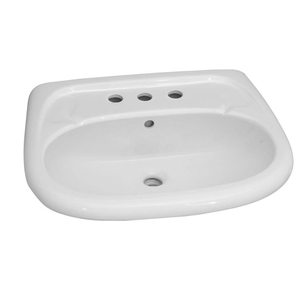 Barclay Products Flora 24 in. Pedestal Combo Bathroom Sink for 8 in. Widespread in White 3-258WH