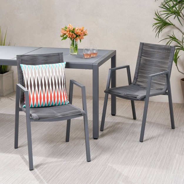 Deloris 2pk Aluminium Dining Chairs Christopher Knight Home