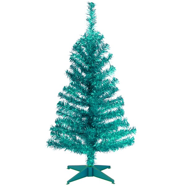 National Tree Company 3 ft. Turquoise Tinsel Tree