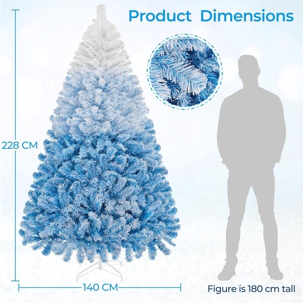 7.5ft Prelit Artificial Christmas Tree with 550 Incandescent Warm White Lights，Snow Flocked Full Prelighted Xmas Tree