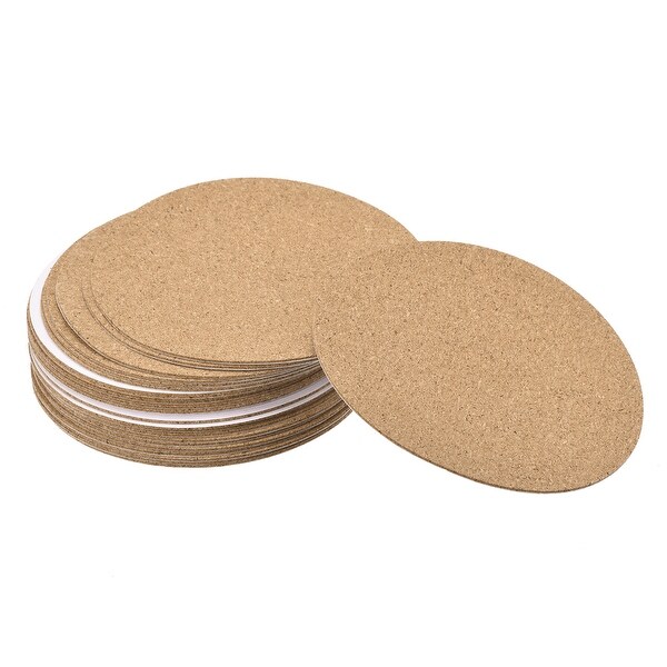 100mm Dia Round Coasters 1mm Thick Cork Cup Mat Self-Adhesive 24pcs - Wood