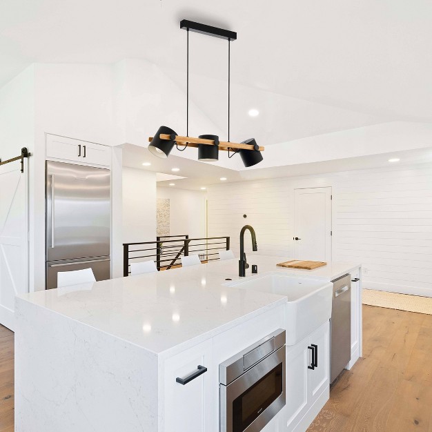 3 light Hornwood Kitchen Island Pendant With Metal Shade Black white Eglo