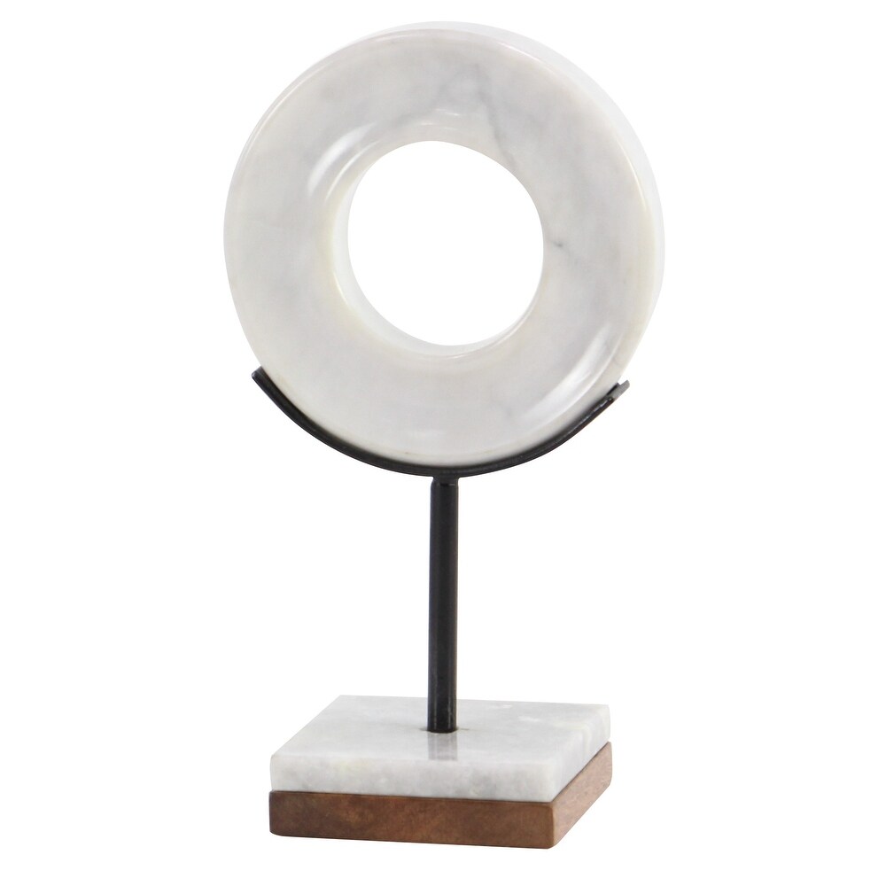 White Marble Modern Sculpture Round   6 x 4 x 11Round
