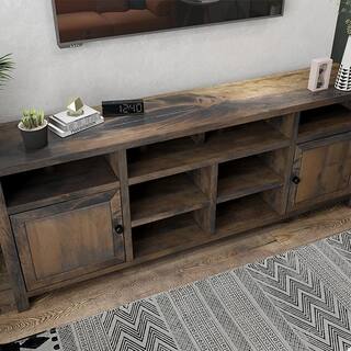 Bridgevine Home 84 in. Fully Assembled Barnwood TV Stand Fits TV's up to 90 in. JC1284.BNW