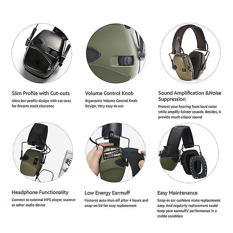 34 Db Nrr Noise Cancelling Safety Shooting Earmuffs， Shooter Hearing Protection Adjustable Earmuffs， Hunting Earmuffs