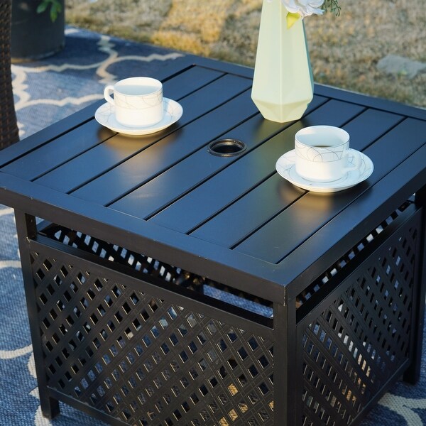 Claribelle Square Side Table with Umbrella Hole by Havenside Home