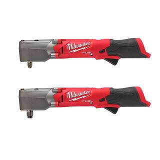 MW M12 FUEL 12V Lithium-Ion Brushless Cordless 38 in. and 12 in. Right Angle Impact Wrenches Set (2-Tool) 2564-20-2565-20