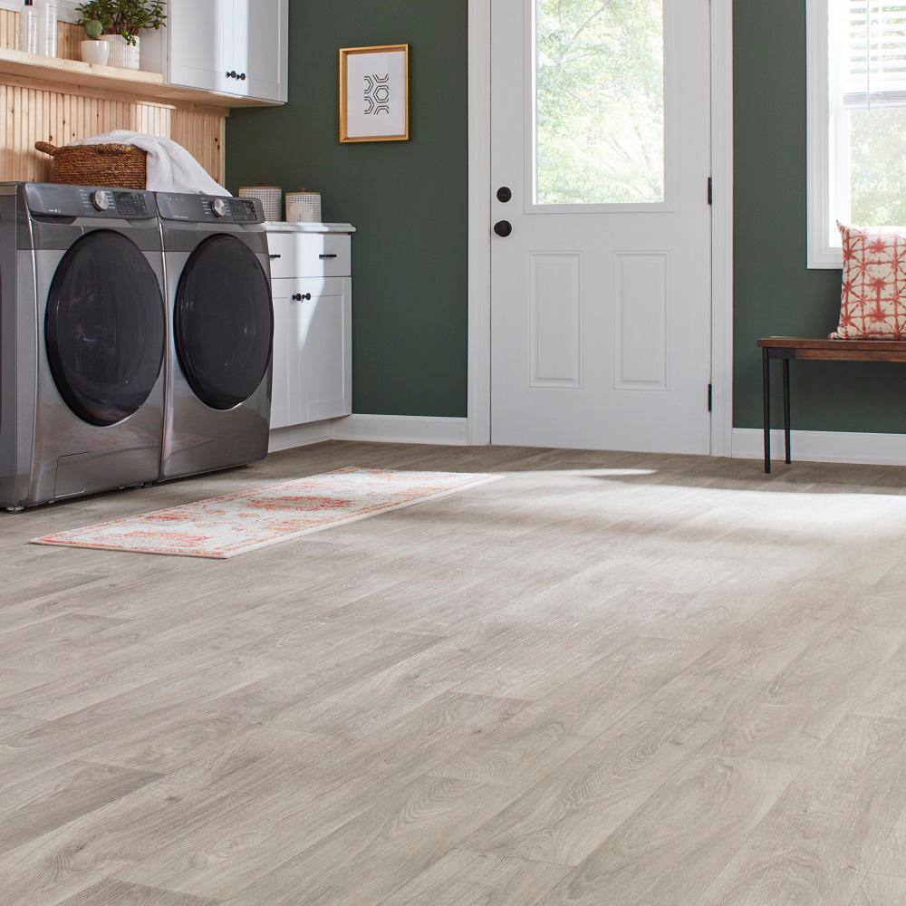 Mohawk Natural Gray Oak Plank Residential Vinyl Sheet Sold by 12 ft. W x Custom Length U8205.119K804P144