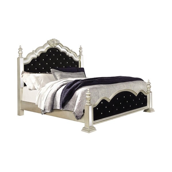 Louisville Metallic Platinum and Black 2-piece Bedroom Set with Chest - - 35216422