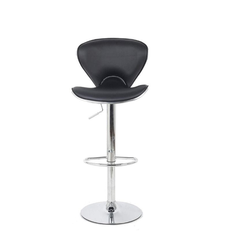 Black PU upholstered stool and Stainless steel base， Swivel， with butterfly design. Set of 4