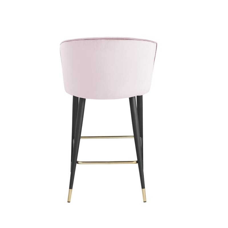 Contemporary Velvet Upholstered Counter Height Stool with Metal Legs