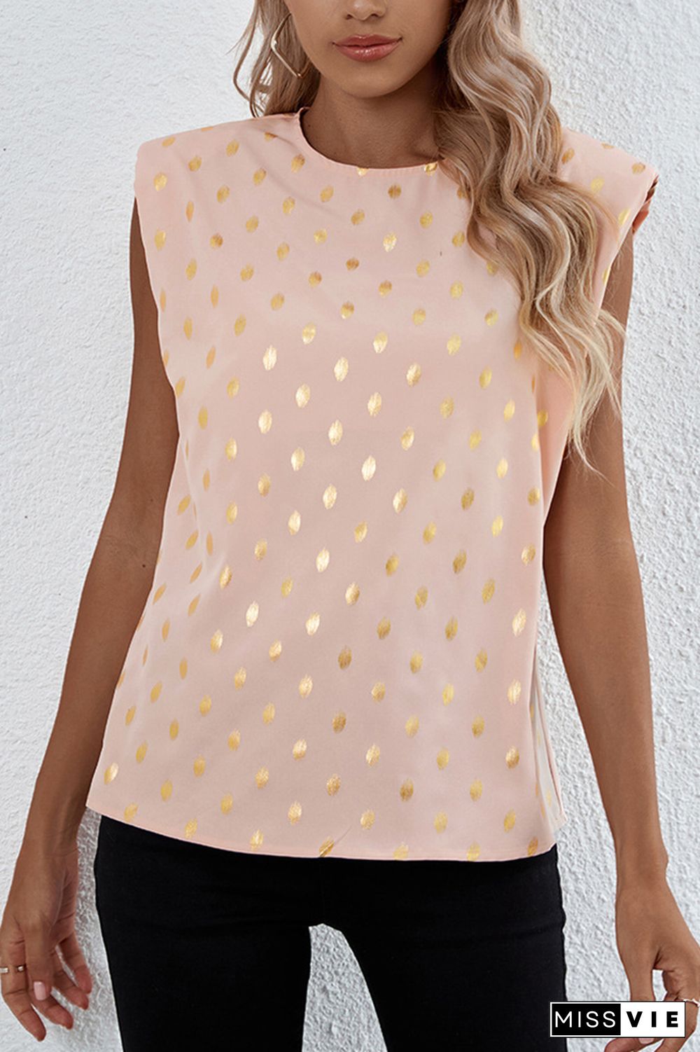 Polka Dot Sleeveless Vest Tank Top Wholesale