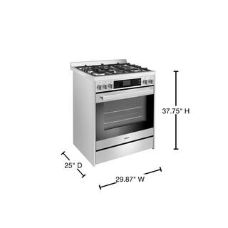 ROBAM 30 in. 5 Burner Slide-In Dual Fuel Range with Gas Stove and Electric Oven with Convection in. Stainless Steel ROBAM-G517K