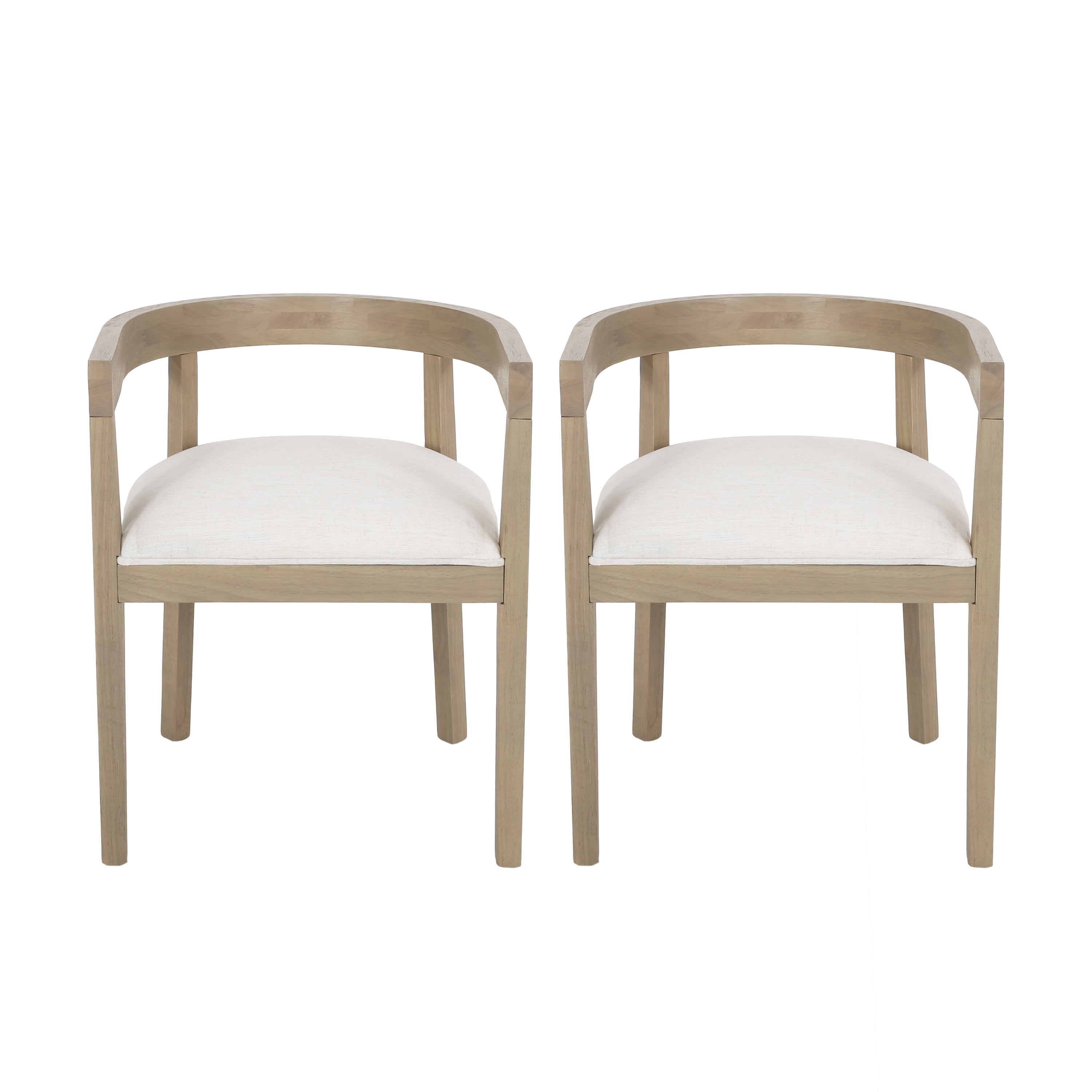 Vande Fabric Upholstered Wood Tub Dining Chairs, Set of 2