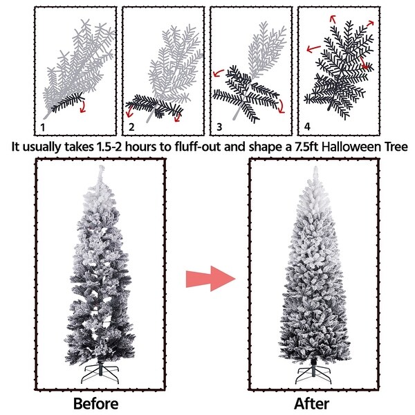 Yaheetech Prelit Flocked Pencil Artificial Christmas Tree