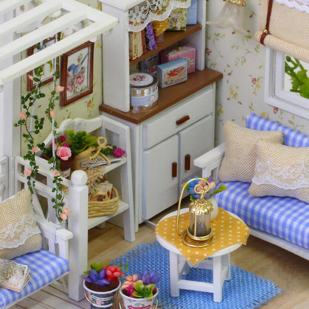 Dollhouse Miniature With Furniture Diy Dollhouse Wooden Kit Mini House Gifts For Kids Rgb