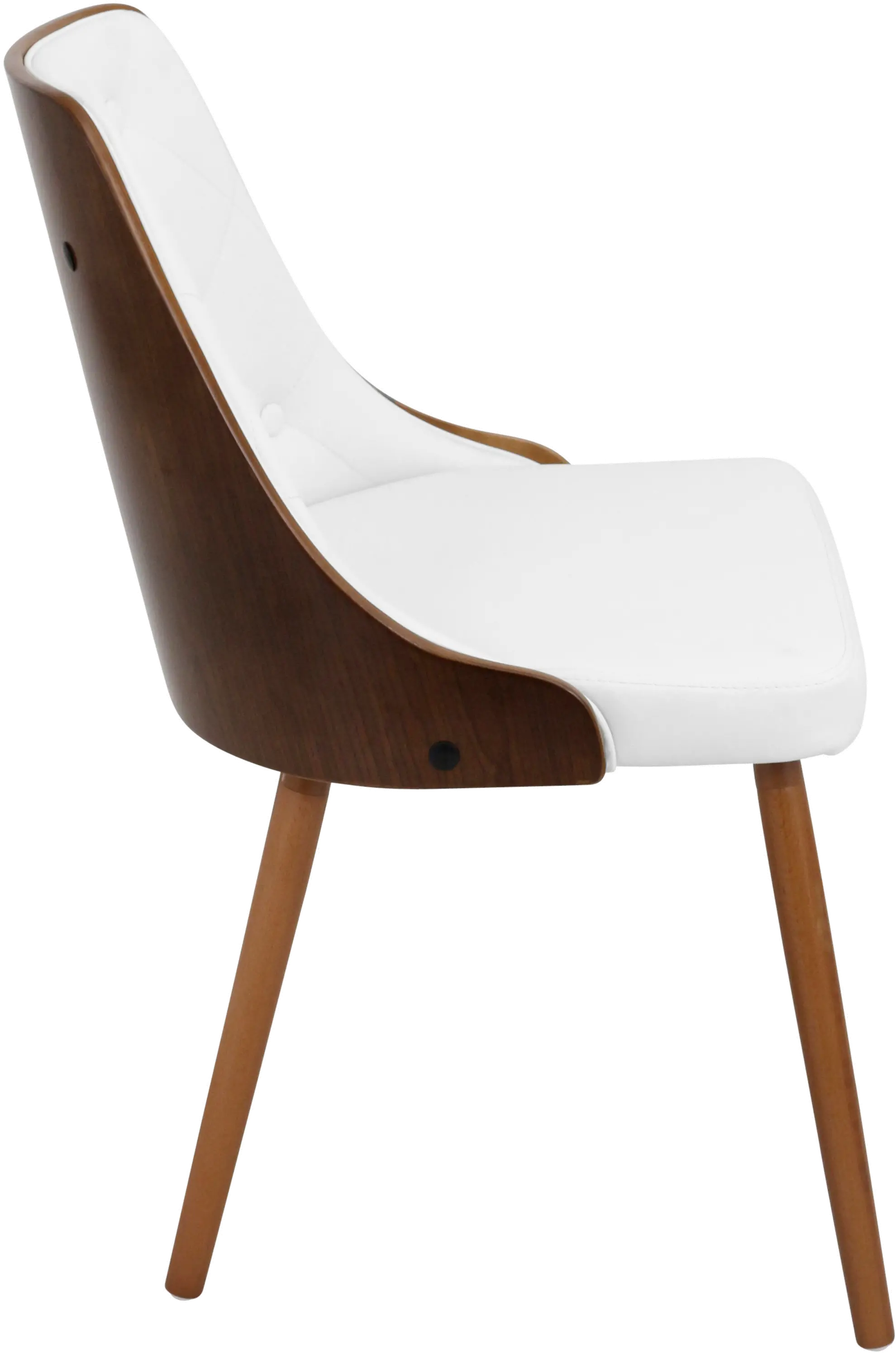 Mid Century White and Brown Faux Leather Dining Room Chair - Gianna