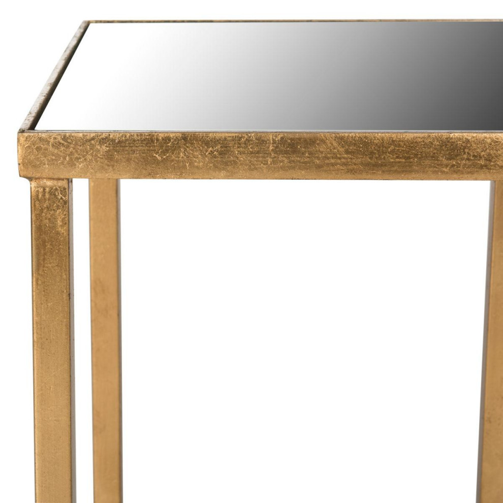 Tia Gold Leaf Mirror Top End Table Antique Gold   Modern   Side Tables And End Tables   by Virgil Stanis Design  Houzz