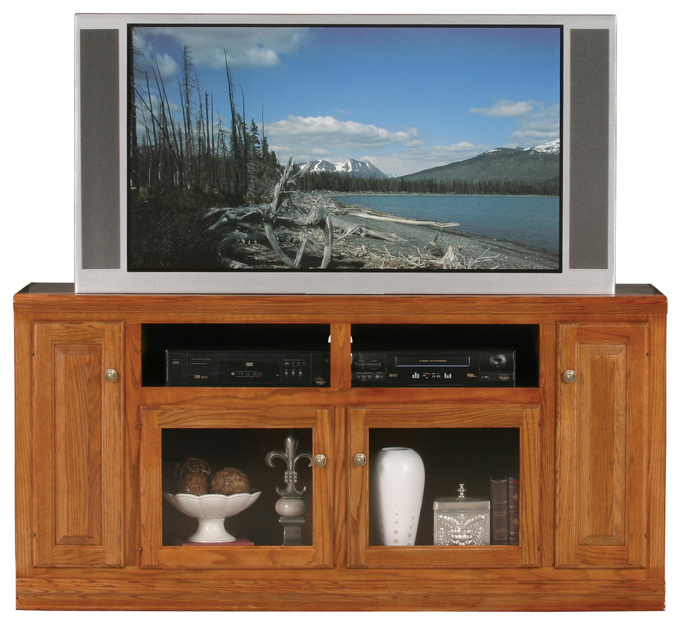 Classic Oak Thin 66 quotTall Entertainment Console   Transitional   Entertainment Centers And Tv Stands   by Eagle Furniture  Houzz