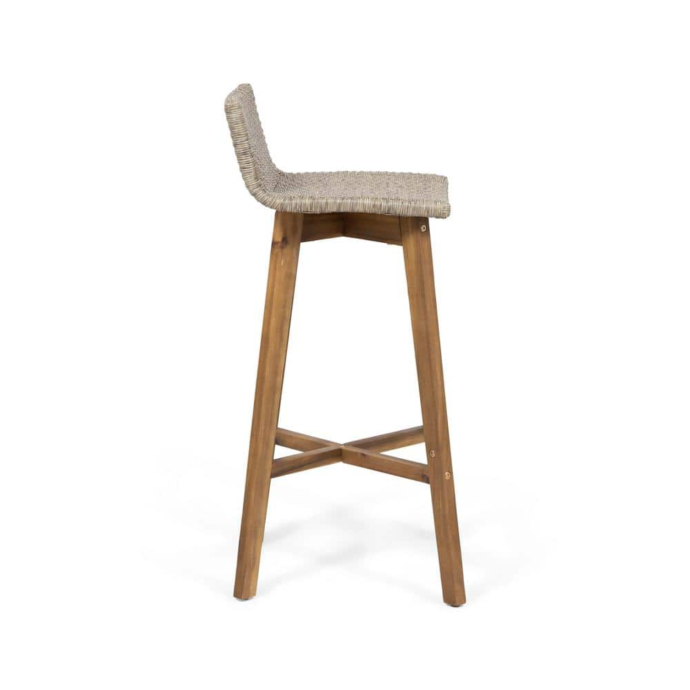 Noble House La Brea Teak Brown Wood Outdoor Bar Stool (4-Pack) 69035