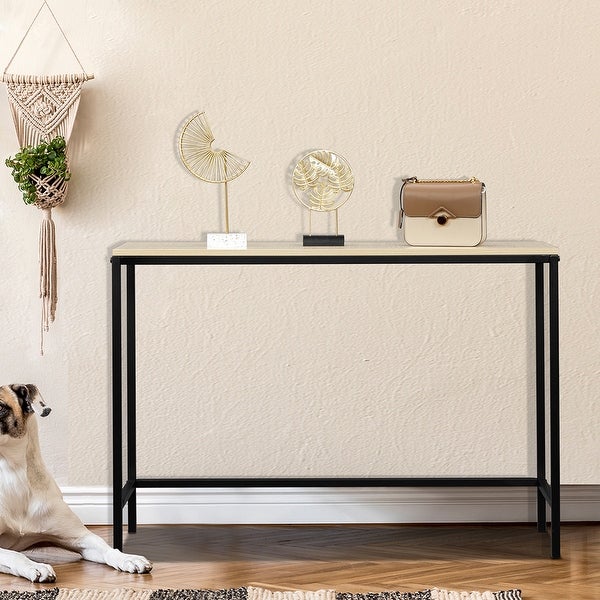 Industrial Style Single Layer Console Table，Light Walnut Color