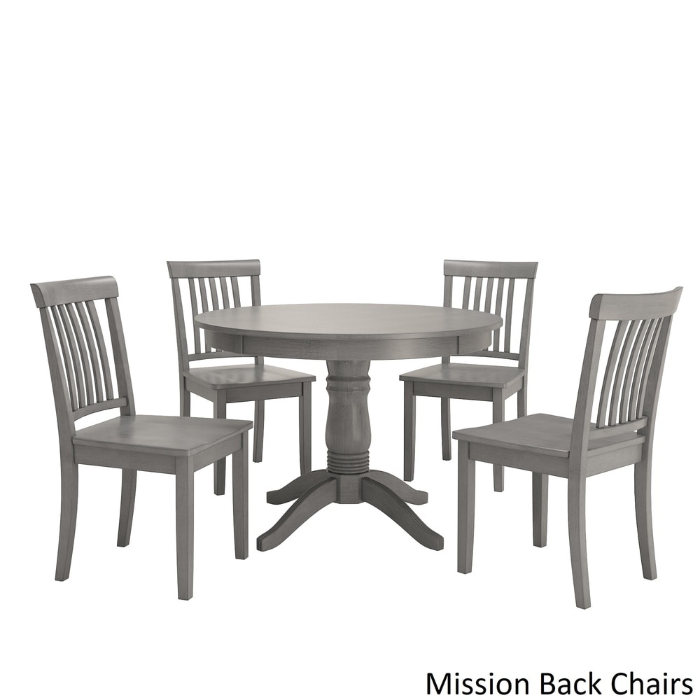 Wilmington II Round Pedestal Base Antique Grey 5 Piece Dining Set by iNSPIRE Q Classic