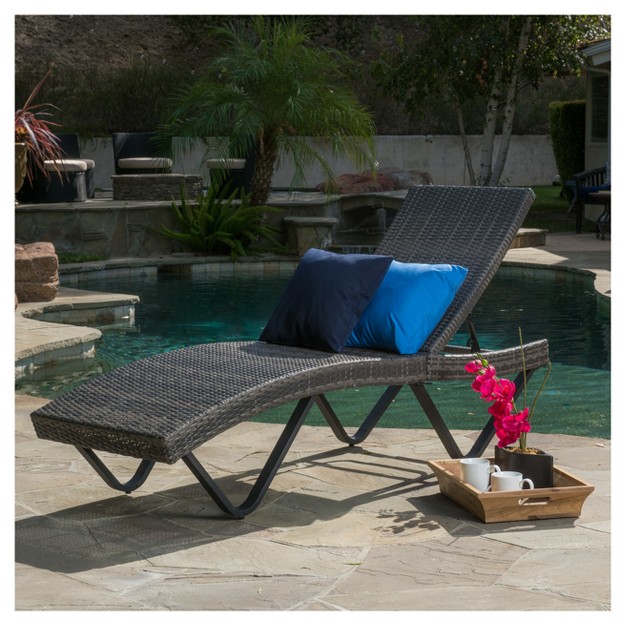 San Marco Wicker Patio Chaise Lounge Gray Christopher Knight Home