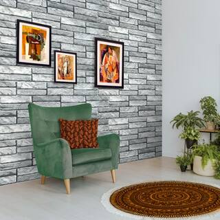 Dundee Deco 3D Falkirk Retro 1100 in. x 38 in. x 19 in. Grey Faux Old Brick PVC Decorative Wall Paneling (10-Pack) GRHDTP10019926-10