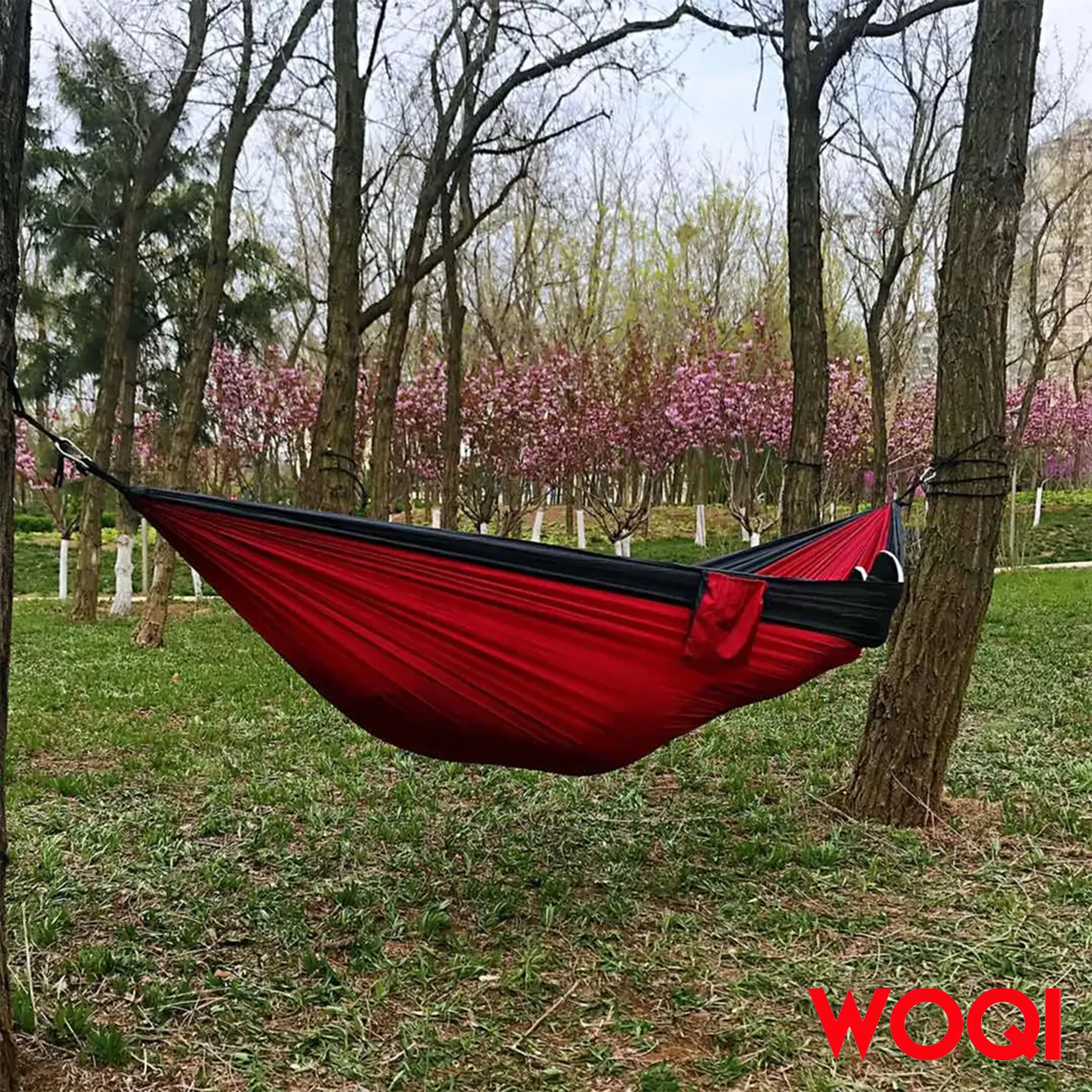 WOQI Outfitters camping Outdoor Hammock   Lightweight Nylon Double Portable Parachute Hammock For Camping