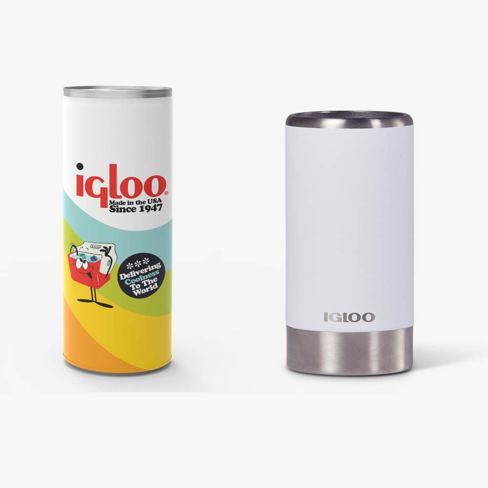 Igloo Coolmate Slim Can Cooler Reusable White Steel 12oz ;